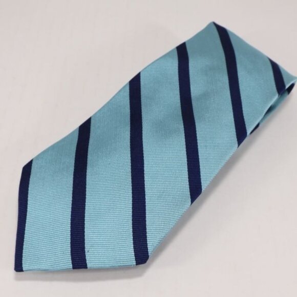 Lands End Mens Necktie Silk Stripe Repp Classic Business Blue - Picture 3 of 8